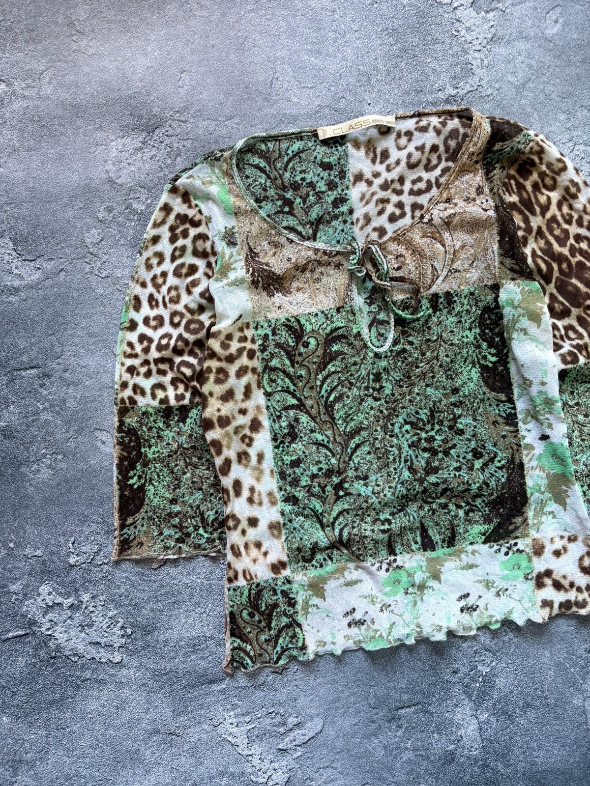 Roberto Cavalli Class Roberto Cavalli Abstract Leopard Floral Print Mesh Top Size S / US 4 / IT 40 - 3 Thumbnail
