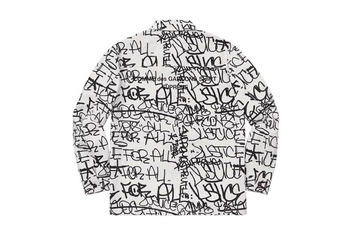 Comme des Garcons SHIRT × Supreme Supreme x CDG Printed Canvas Chore Coat White FW18 Size US XL / EU 56 / 4 - 2 Thumbnail