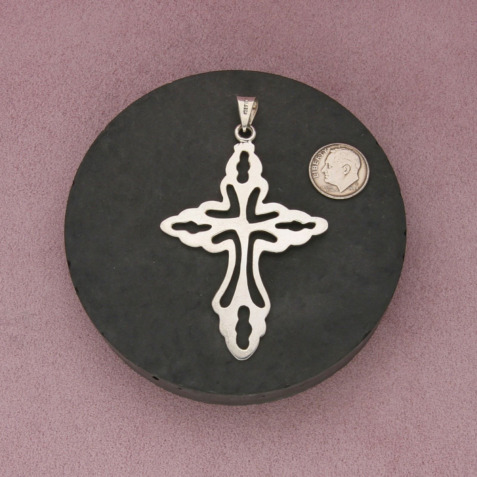Sterling Silver taxco mexico sterling silver vintage large cross pendant Size ONE SIZE - 3 Thumbnail