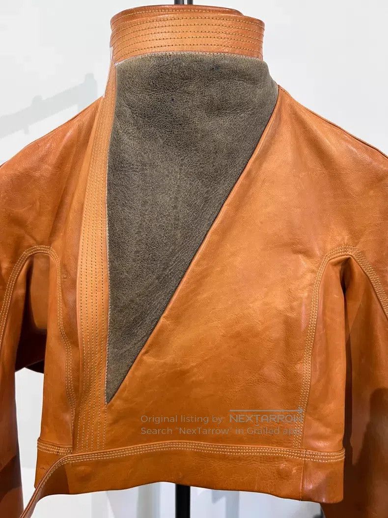 Rick Owens Rick Owens Cropped silhouette fur patchwork leather jacket Size XS / US 0-2 / IT 36-38 - 5 Thumbnail