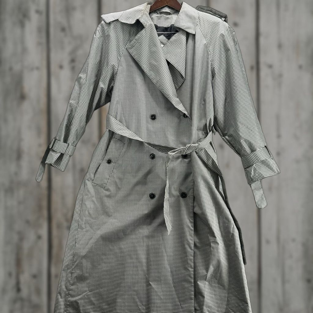 Vintage VINTAGE Fleet Street Coat Womens 12 Buttoned Trench y2k Long Lightweight Black Polyester Softshell Plaid Pleated Buttoned Rain Jacket Shirt Size XL / US 12-14 / IT 48-50 - 1 Thumbnail