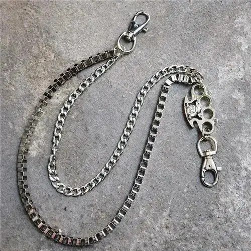 Jewelry Punk Multilayer Metal Pants Chain in Silver, Men's