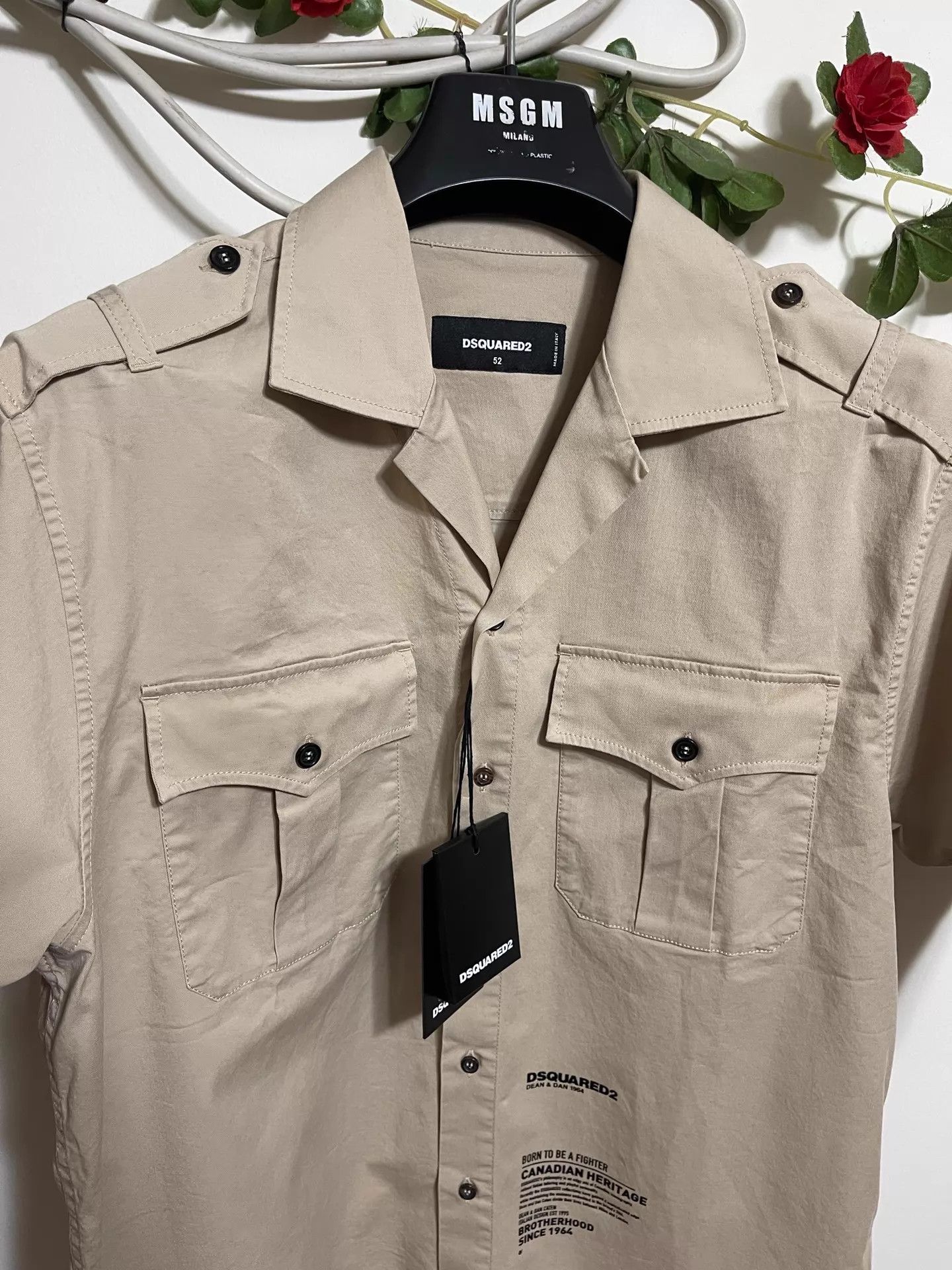 Dsquared2 Dsquared2 D2 Oversized Short Sleeve Shirt 50/52 Khaki Size US L / EU 52-54 / 3 - 3 Thumbnail