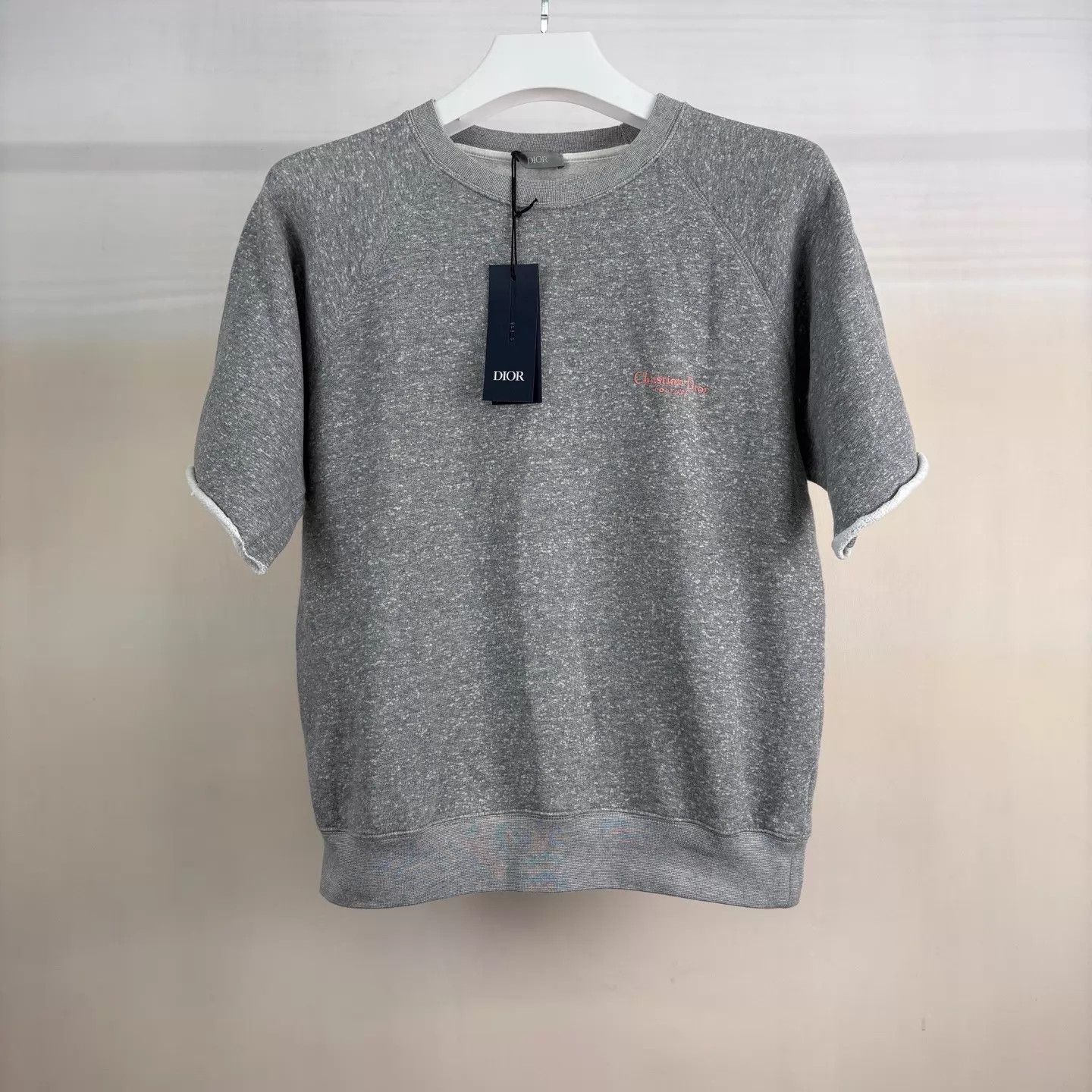 Dior Dior Gray Embroidered Logo Short-Sleeve Hoodie L Italian Made Size US L / EU 52-54 / 3 - 1 Thumbnail