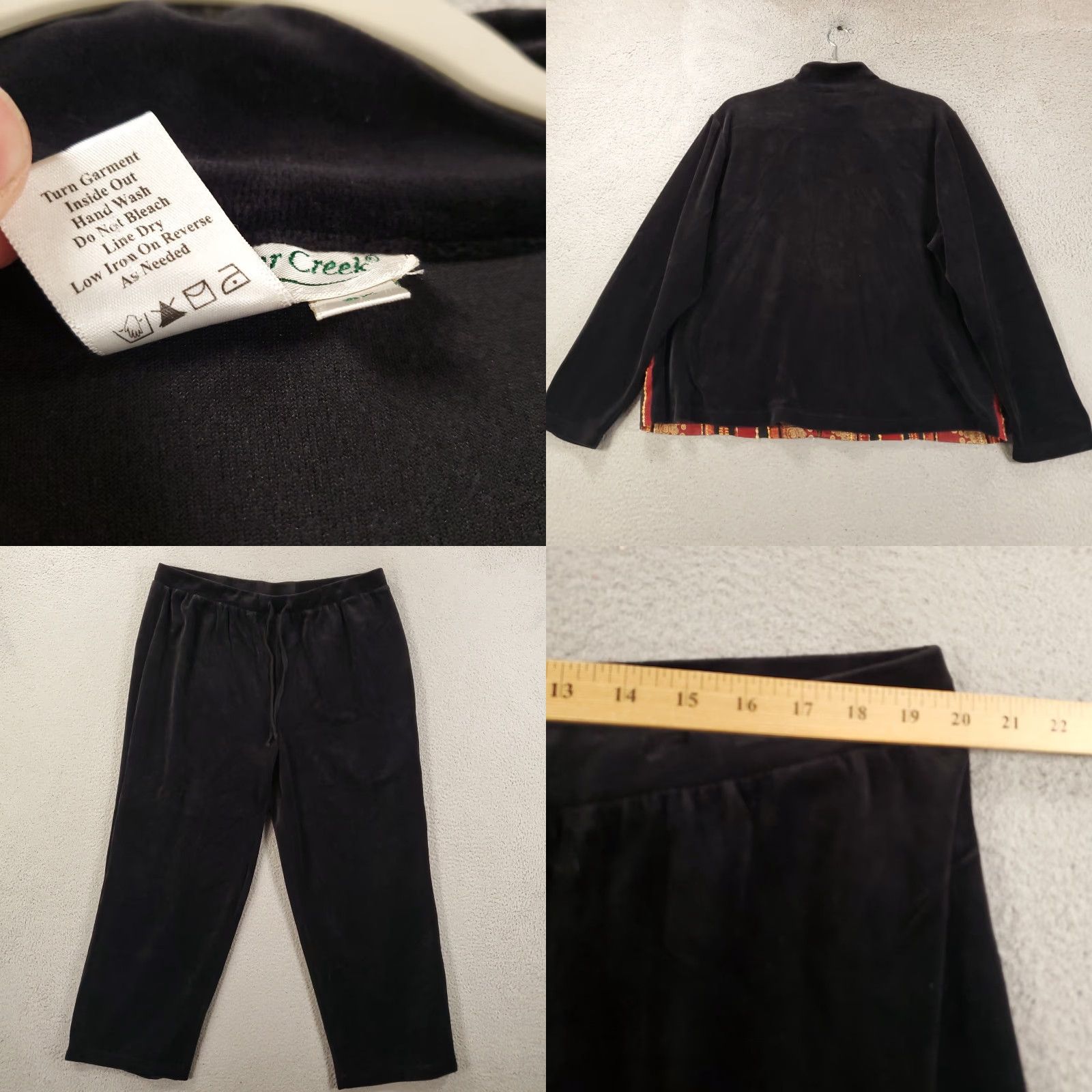 Coldwater Creek Coldwater Creek Velour Pants And Jacket Set Womens 2X Black Full Zip Textured Size 40" / US 18 - 8 Thumbnail