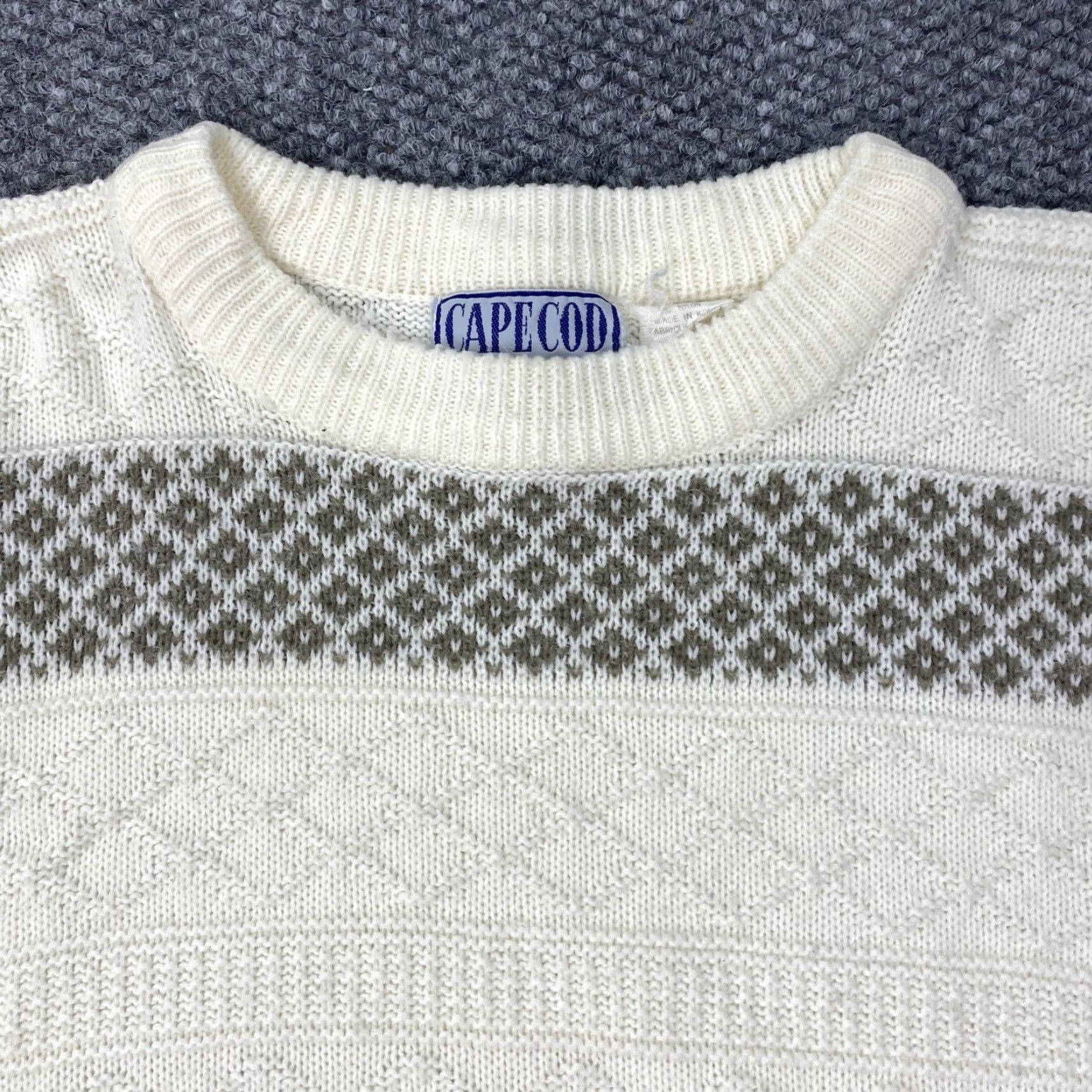 Vintage VINTAGE Cape Cod Sportswear Sweater Men XL Ivory Crewneck Fair Isle Knit 90s Mens XL Ivory Fair Isle Knit Sweater Size US XL / EU 56 / 4 - 4 Thumbnail