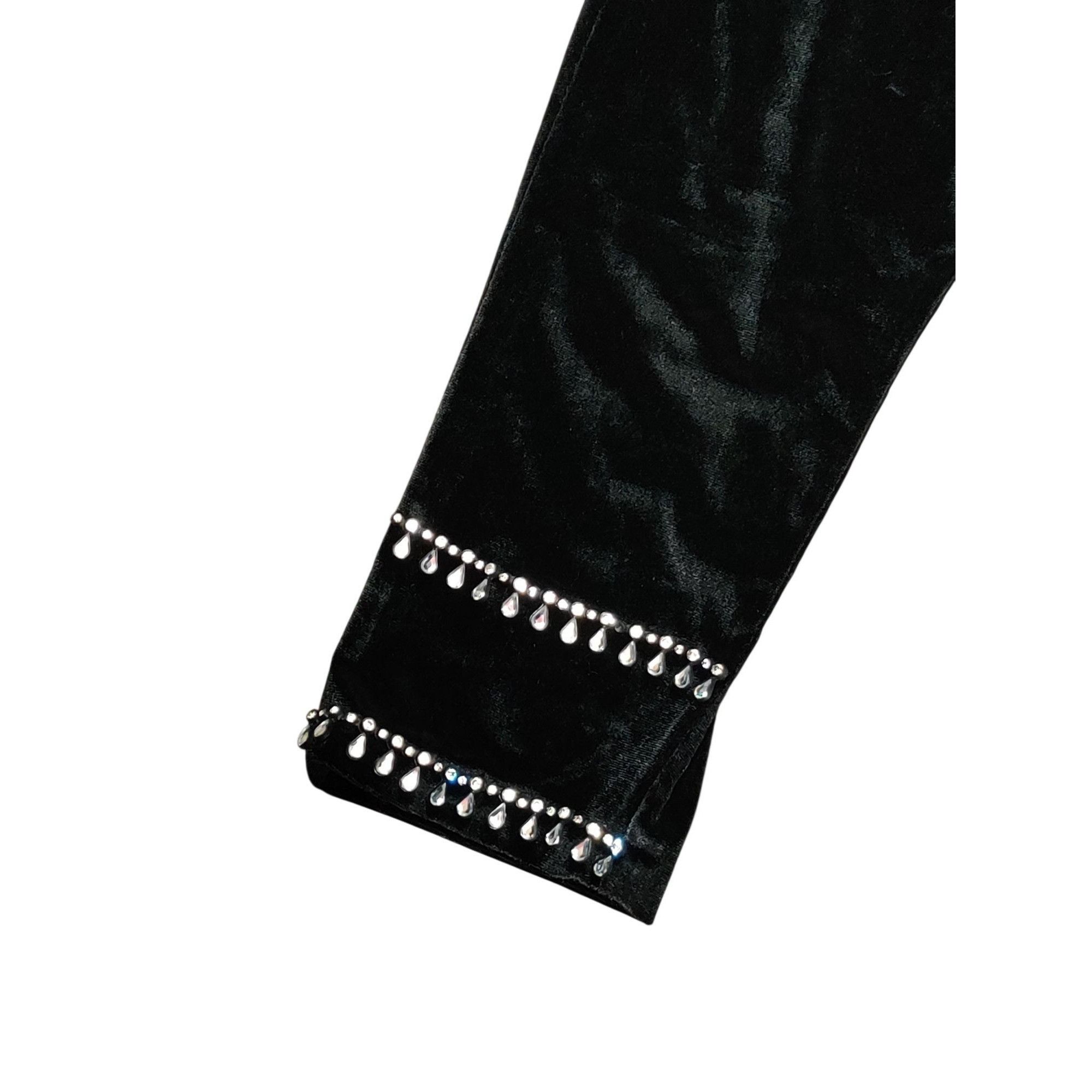 Other Womens Small Pants Black Velour Rhinestone Trim Stretch Pull Size 26" / US 2 / IT 38 - 9 Thumbnail