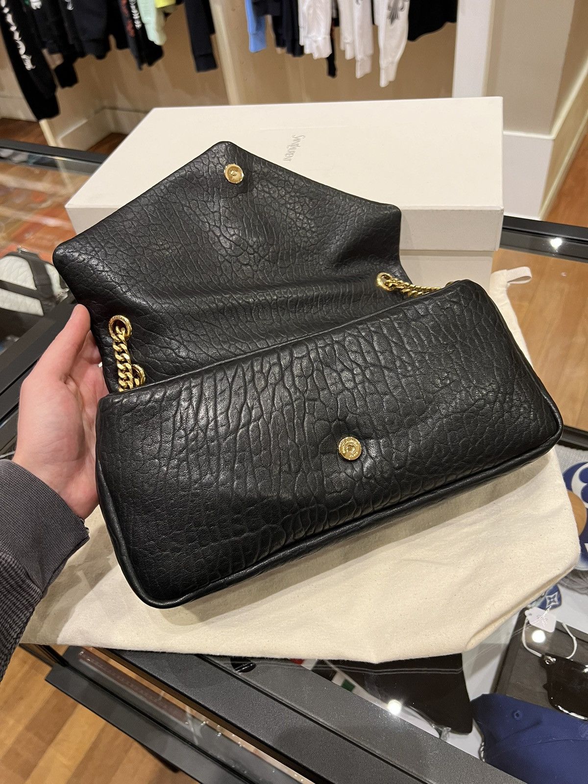 Saint Laurent Paris Saint Laurent YSL Calypso Medium in Grained Lambskin Size ONE SIZE - 10 Thumbnail