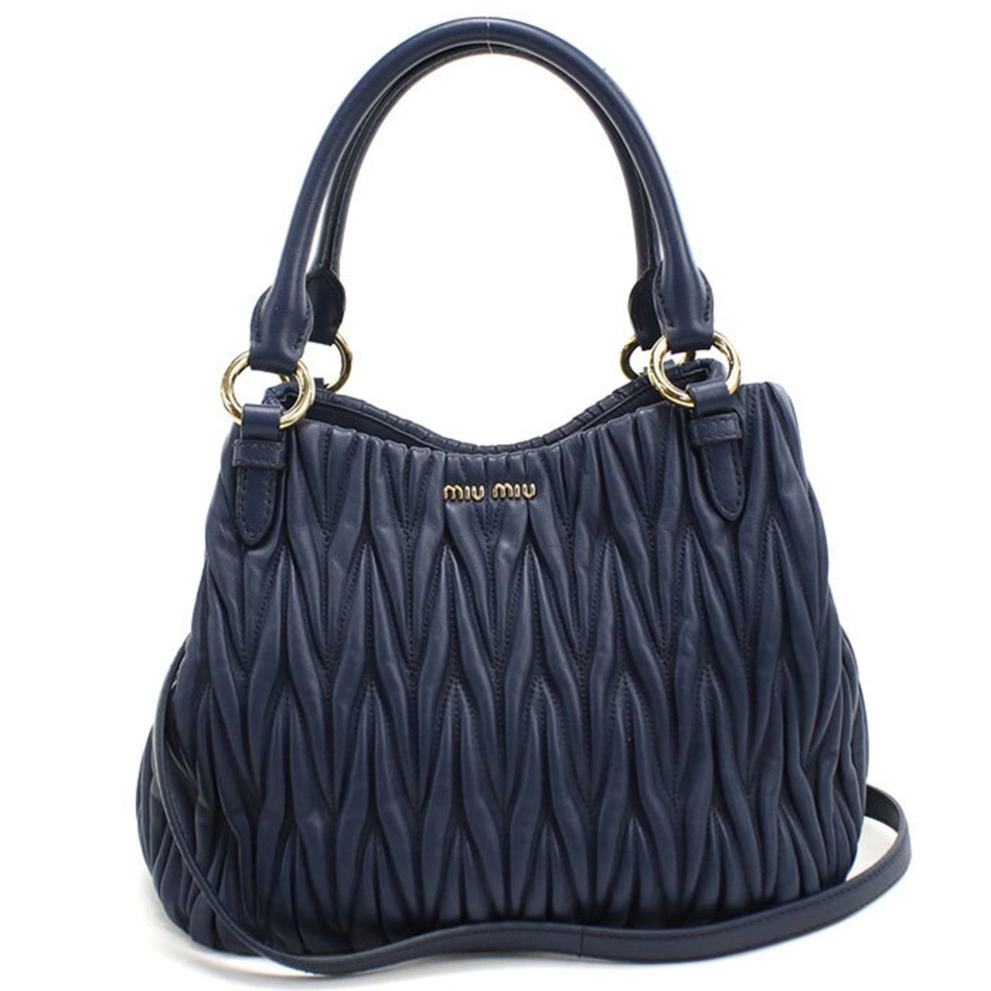 Miu Miu Miu Miu MIU Outlet Tote Bag 5BE886 N88 F0016 2-Way Matelasse Women's Navy Size ONE SIZE - 1 Thumbnail