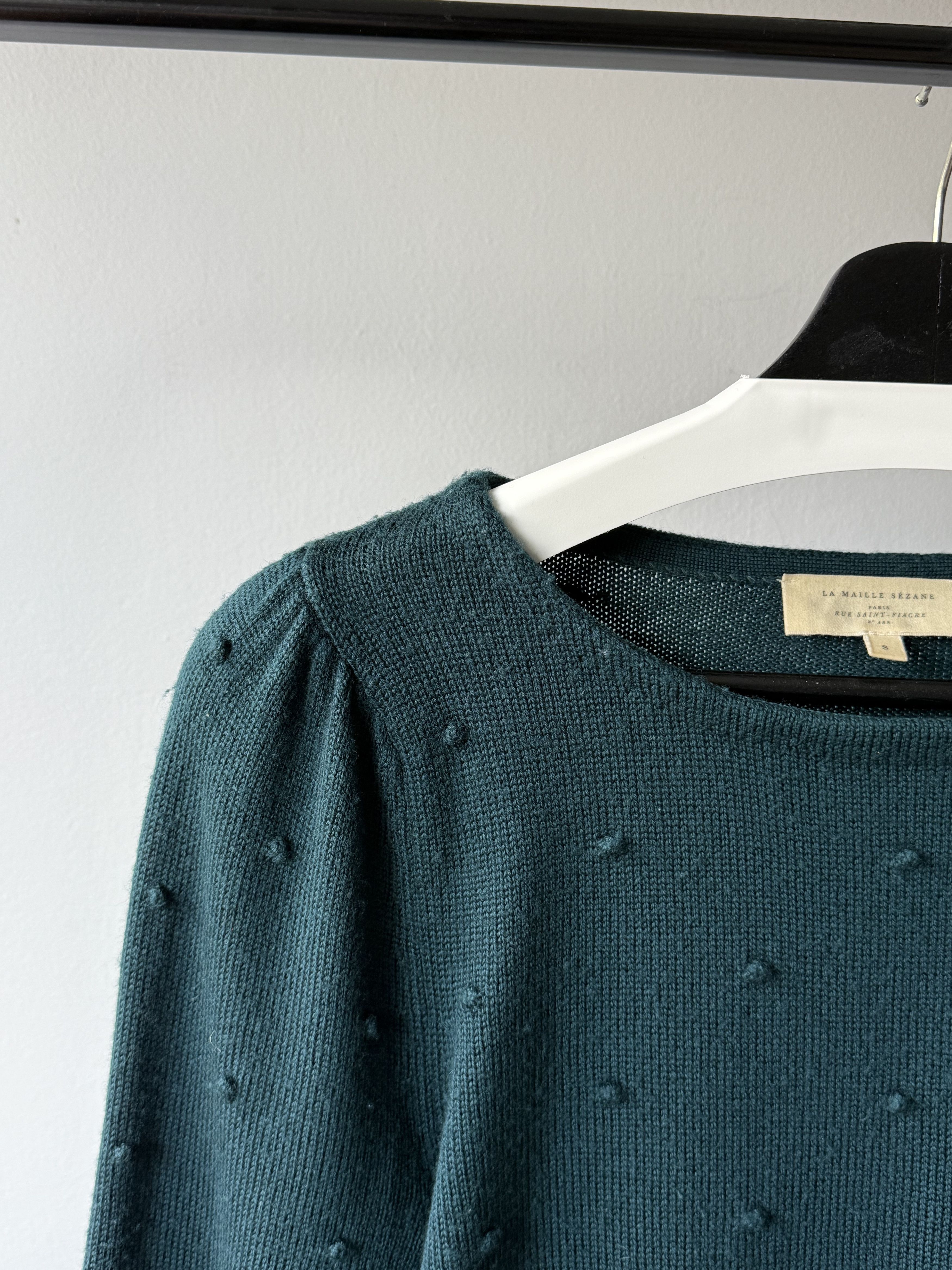 Sezane La Maille Sezane Green Merino Wool Popcorn Knitted Sweater Size S / US 4 / IT 40 - 8 Thumbnail
