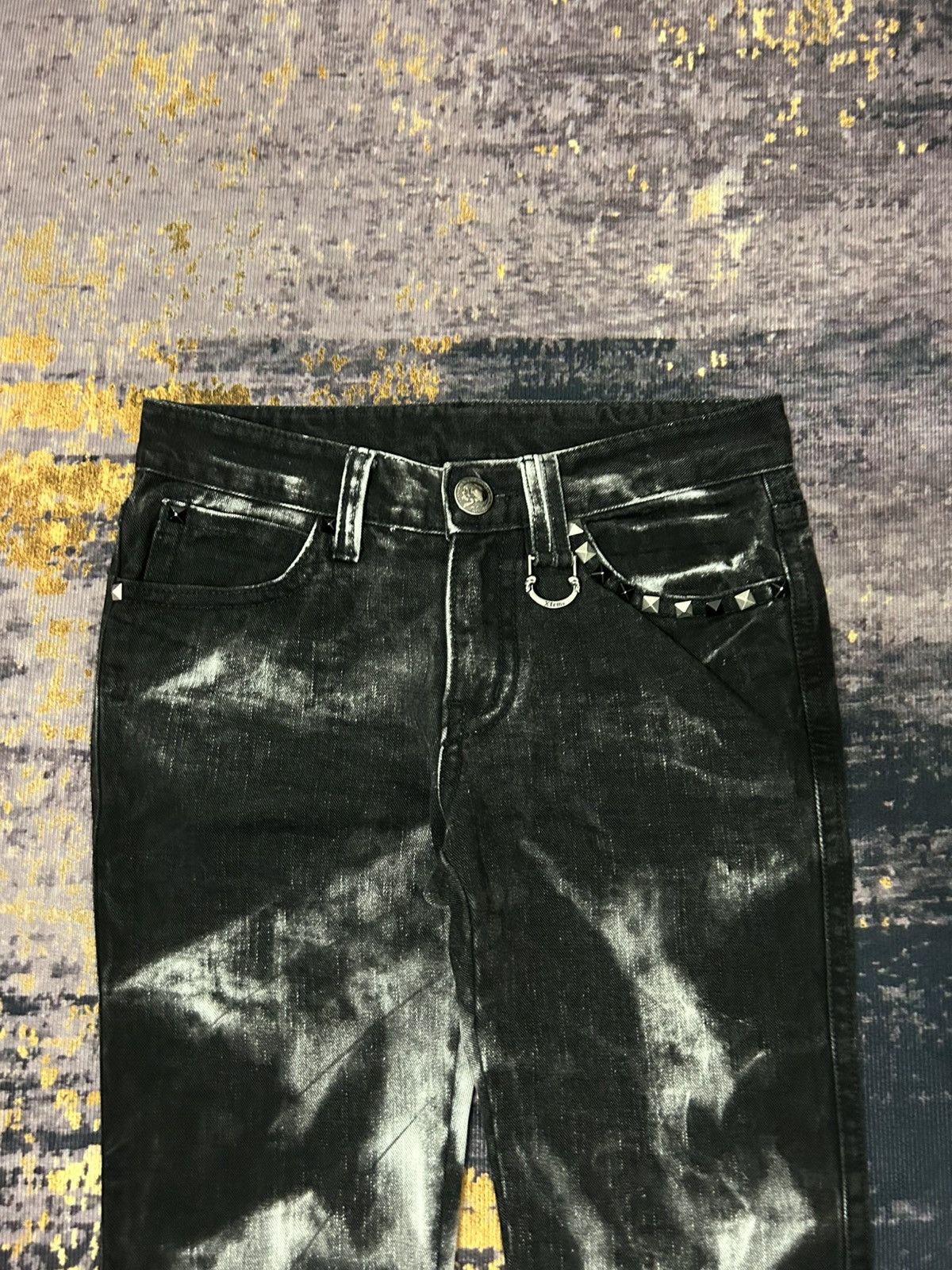 Tornado Mart Xfrm Skull Swarovski Clawmark Studded Jeans Size US 31 - 9 Thumbnail