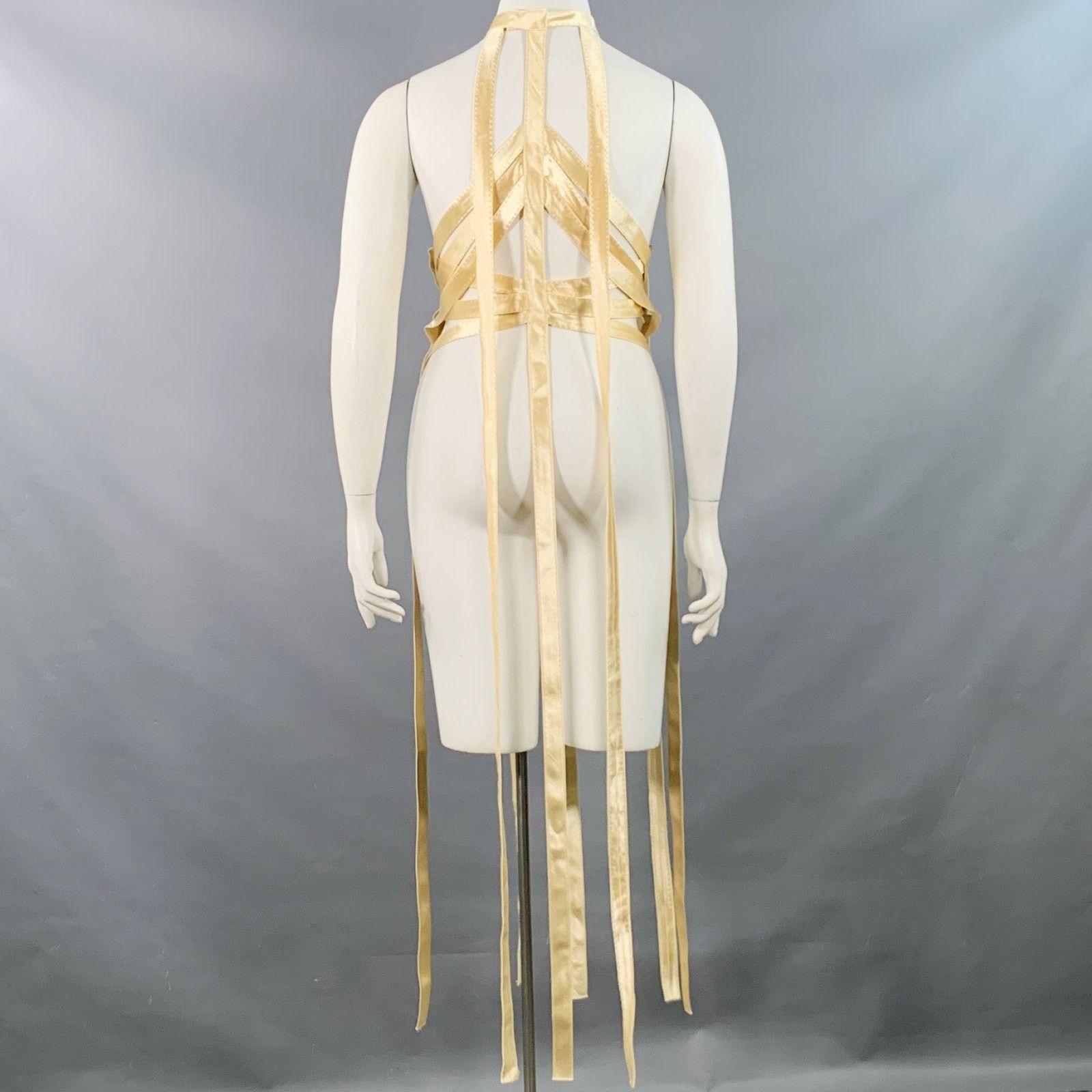 KHAITE KHAITE XL Sukey Gold Viscose Satin Straps Harness Dress Top Size XL / US 12-14 / IT 48-50 - 4 Thumbnail