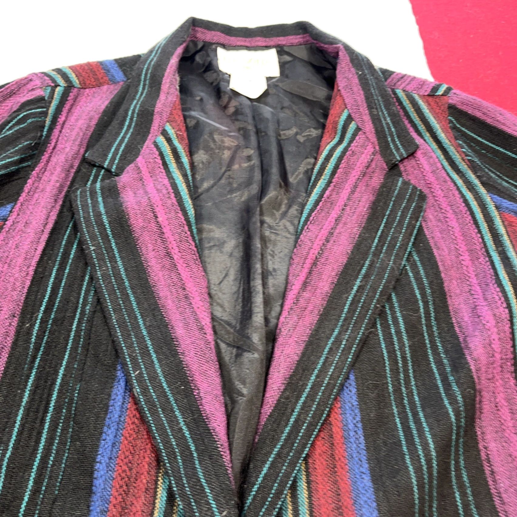 Vintage VINTAGE Donnkenny Blazer Jacket Wool Striped 1 Button 38 Purple Size XS / US 0-2 / IT 36-38 - 4 Thumbnail