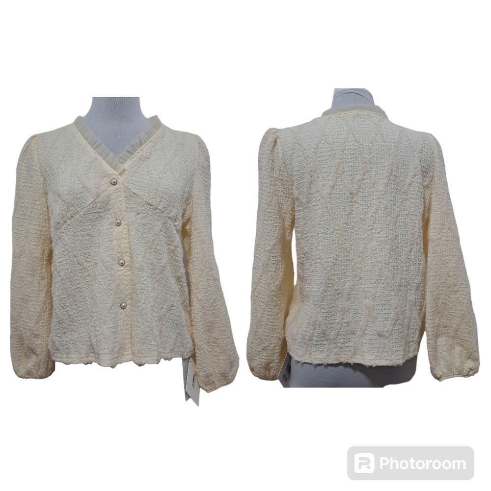 Other J. ING Korean Style Lace Trim V Neck Button Front Blouse Sma Size M / US 6-8 / IT 42-44 - 1 Thumbnail