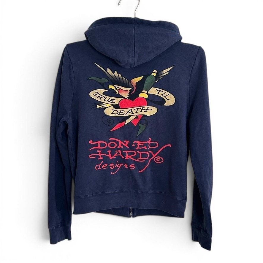 Ed Hardy Ed Hardy Christian Audigier Vintage Navy Zip Hoodie Graphic Size XS / US 0-2 / IT 36-38 - 7 Thumbnail