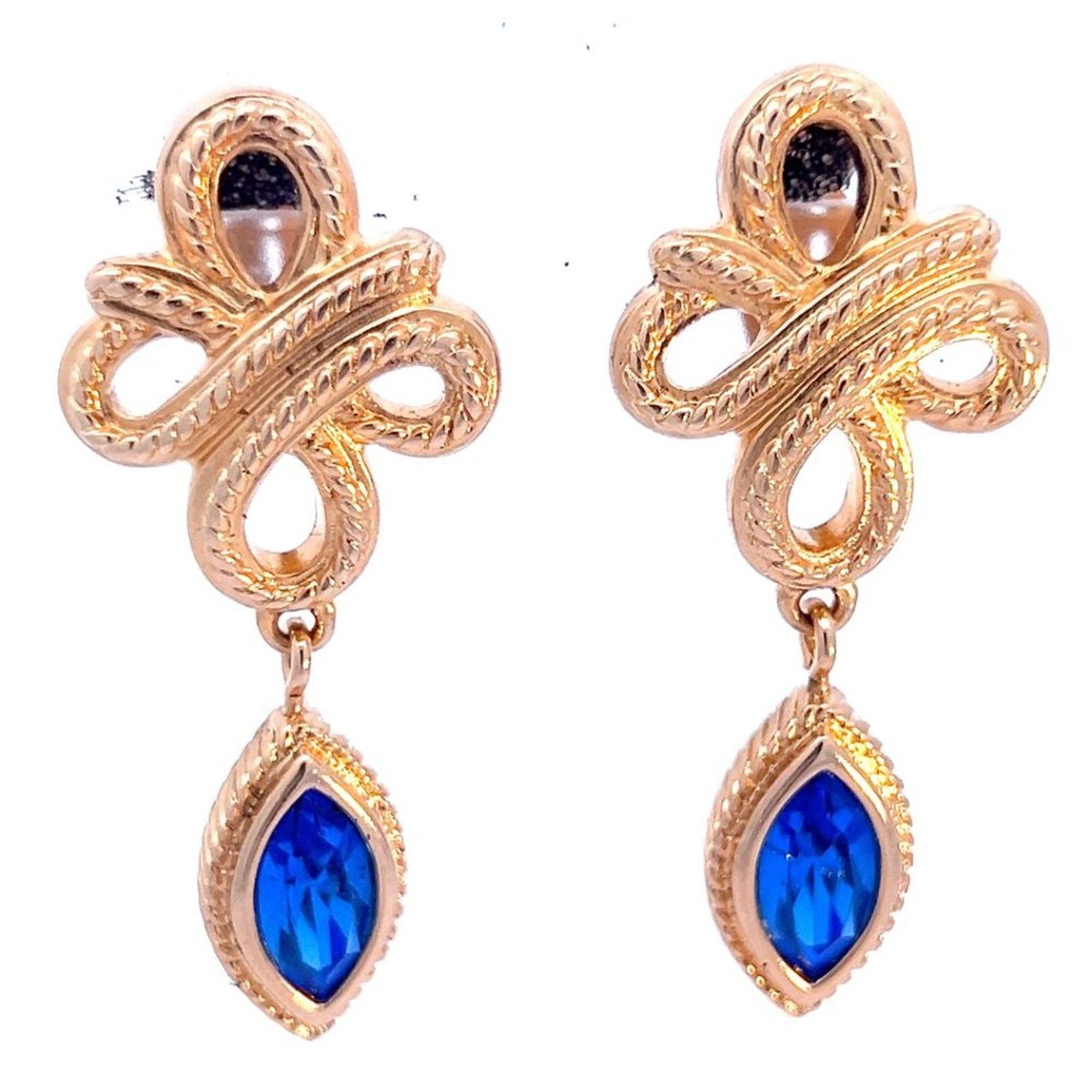 Swarovski Vintage Swarovski Knot Blue Crystal Drop Clip Earrings Size ONE SIZE - 3 Thumbnail