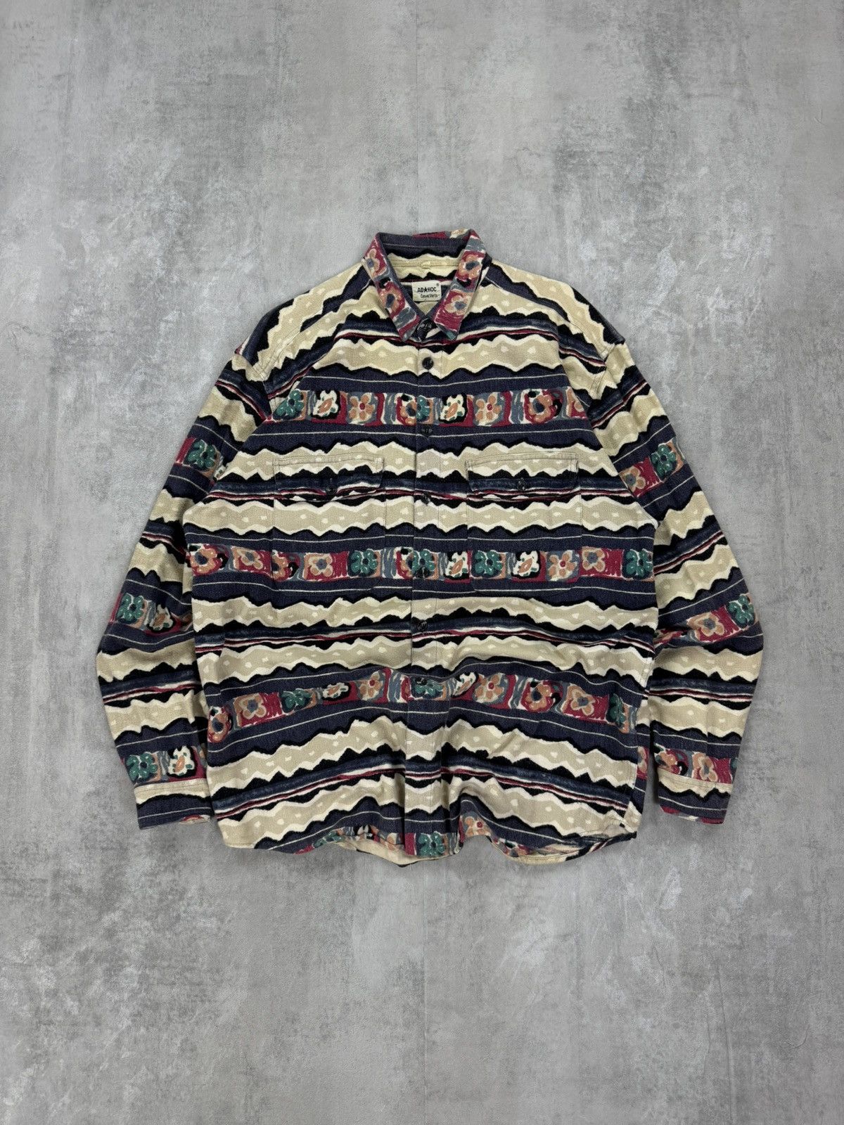 Vintage ADHOC vintage shirt long sleeve Aztec casual Mens size XL Size US XL / EU 56 / 4 - 1 Thumbnail