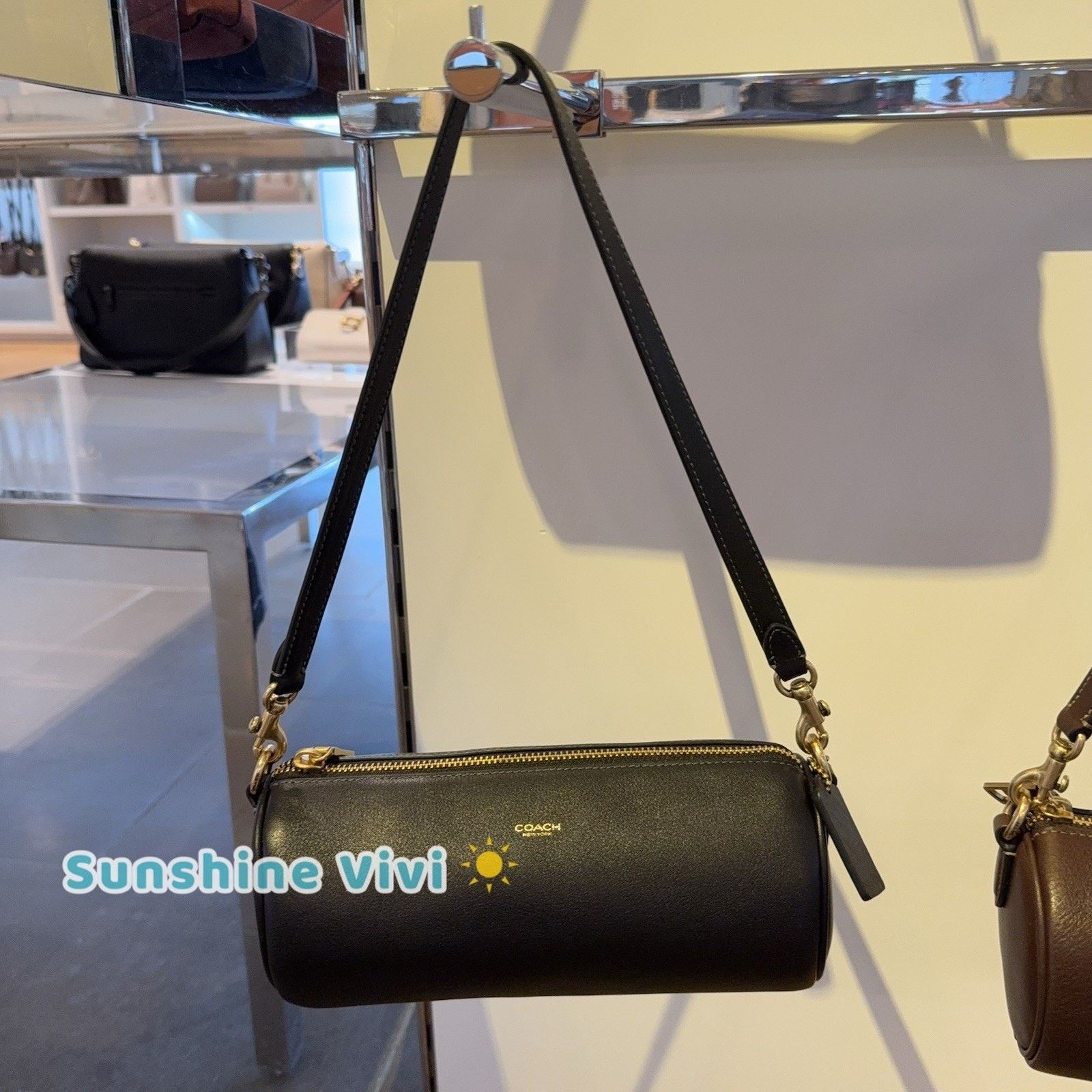 Coach NWT Coach Small Barrel Bag Leather Handbag CDY80 Brass/Black Size ONE SIZE - 1 Thumbnail