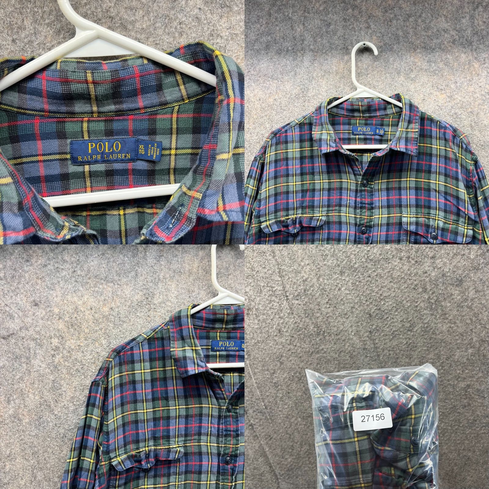 Polo Ralph Lauren Polo Ralph Lauren Shirt Men XL Flannel Green Purple Plaid Button Down Vintage Size US XL / EU 56 / 4 - 8 Thumbnail