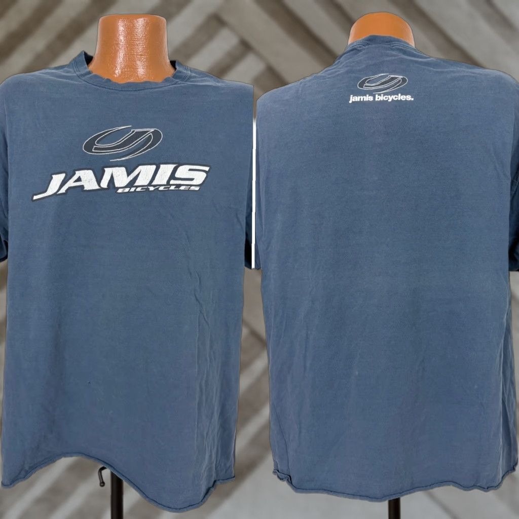 Gildan VINTAGE Y2K Jamis Bicycles T-Shirt (Men's XL) - Blue Cotton Jersey Short Sleeve Crew Neck, Grunge, Hipster, Outdoor, Sports, Lightweight, Logo, 2000s Size US XL / EU 56 / 4 - 1 Thumbnail
