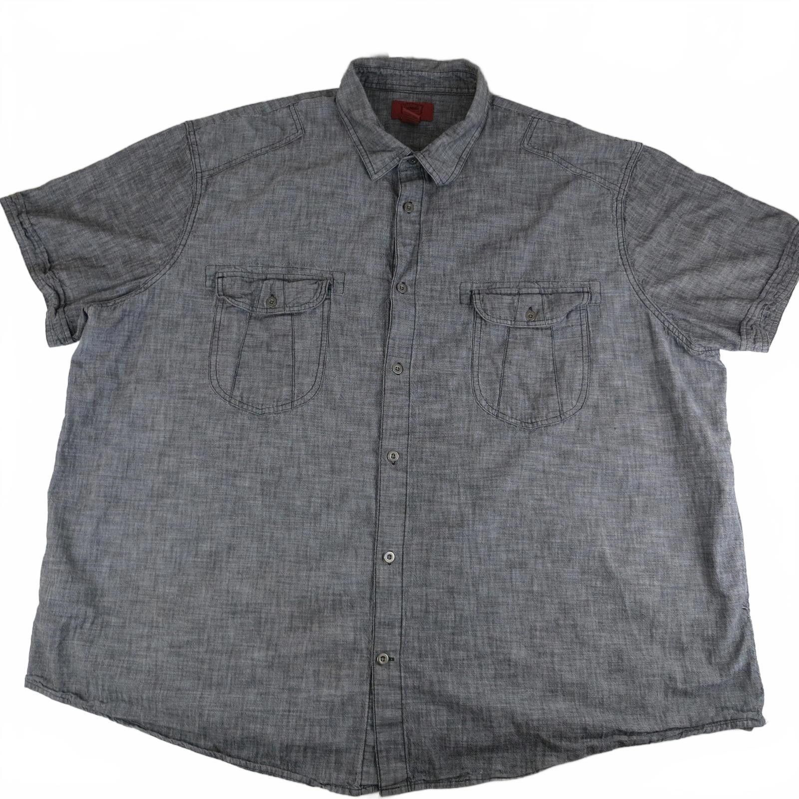 Vintage Foundry Foundry Young Men's 4XL Short Sleeve Button-Up Shirt Gray Size US XXL / EU 58 / 5 - 1 Thumbnail