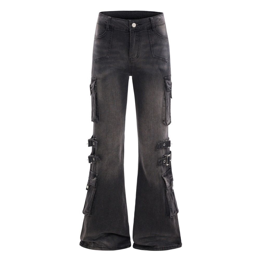 Vintage American street washed distressed multi-pocket flared jeans Size US 32 / EU 48 - 1 Thumbnail