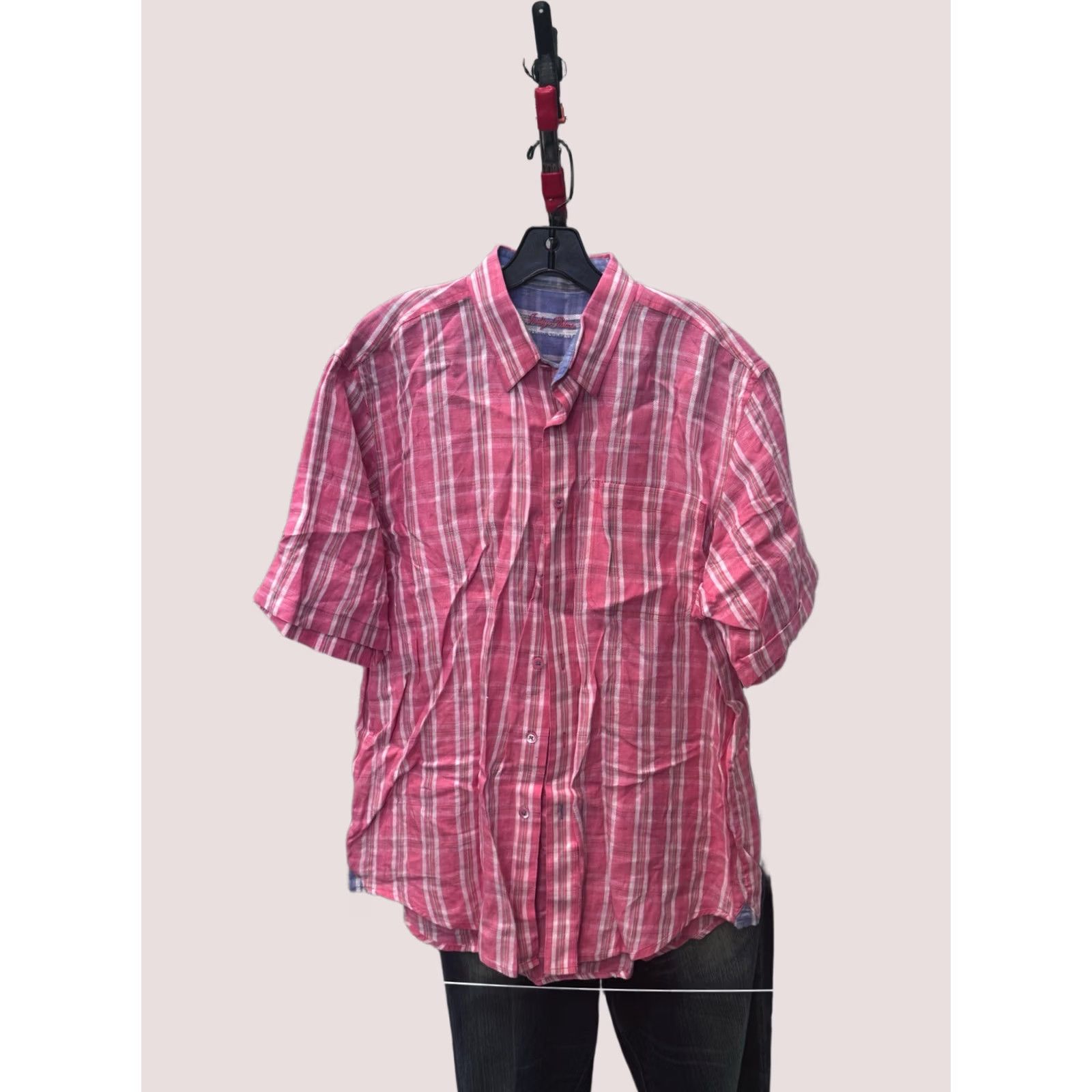 Tommy Bahama Indigo Palms Tommy Bahama 100% Linen Pink Plaid SHORT SLEEVE BUTTON UP SHIRT L Mens Size US L / EU 52-54 / 3 - 1 Thumbnail