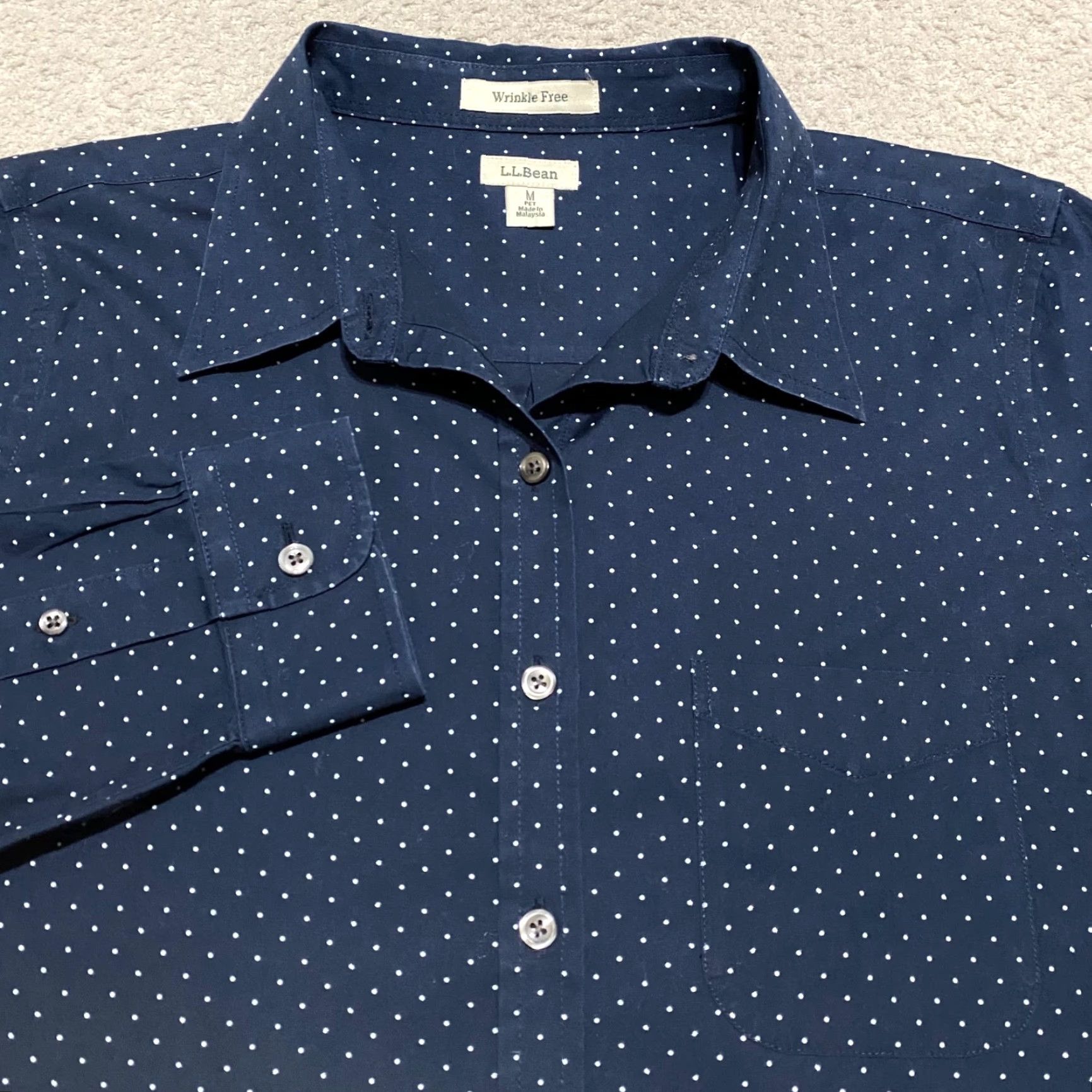 Vintage L.L. Bean Shirt Womens Medium Blue Geometric Button-Up 100% Cotton Long Sleeve Casual Button-Down Size M / US 6-8 / IT 42-44 - 4 Thumbnail