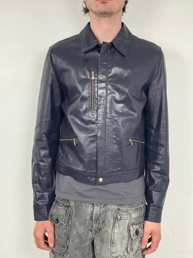 Versace 2000s Versace Purple Leather Gold Hardware Jacket Size US S / EU 44-46 / 1 - 2 Thumbnail