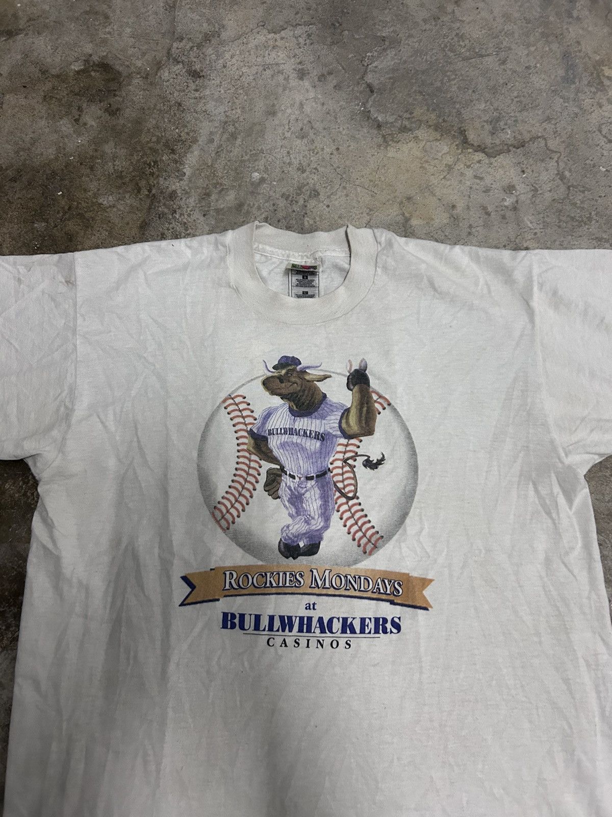Vintage VINTAGE MASCOT ROCKIES MONDAYS VINTAGE FRUIT OF THE LOOM TAG Size US S / EU 44-46 / 1 - 3 Thumbnail