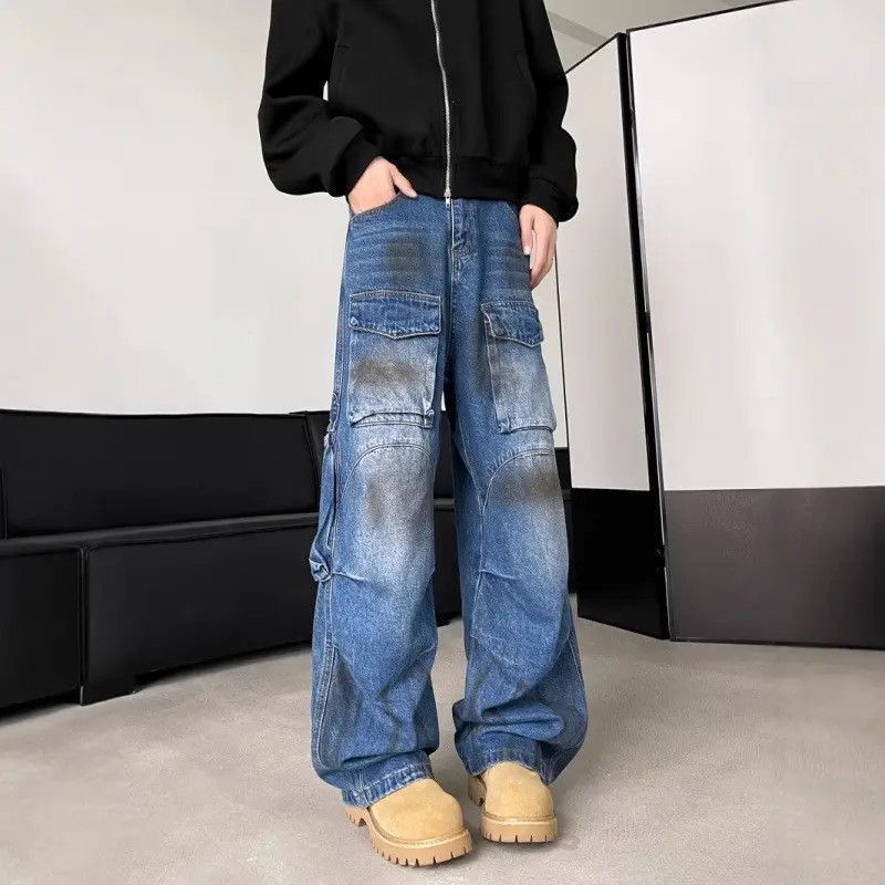 Japanese Brand Retro loose straight pocket jeans Size US 32 / EU 48 - 2 Thumbnail