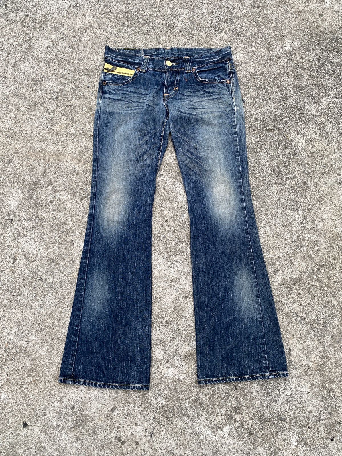 Edwin × Japanese Brand 1990s - Edwin 503 Claws Mark Design Flare Jeans Size US 32 / EU 48 - 2 Thumbnail