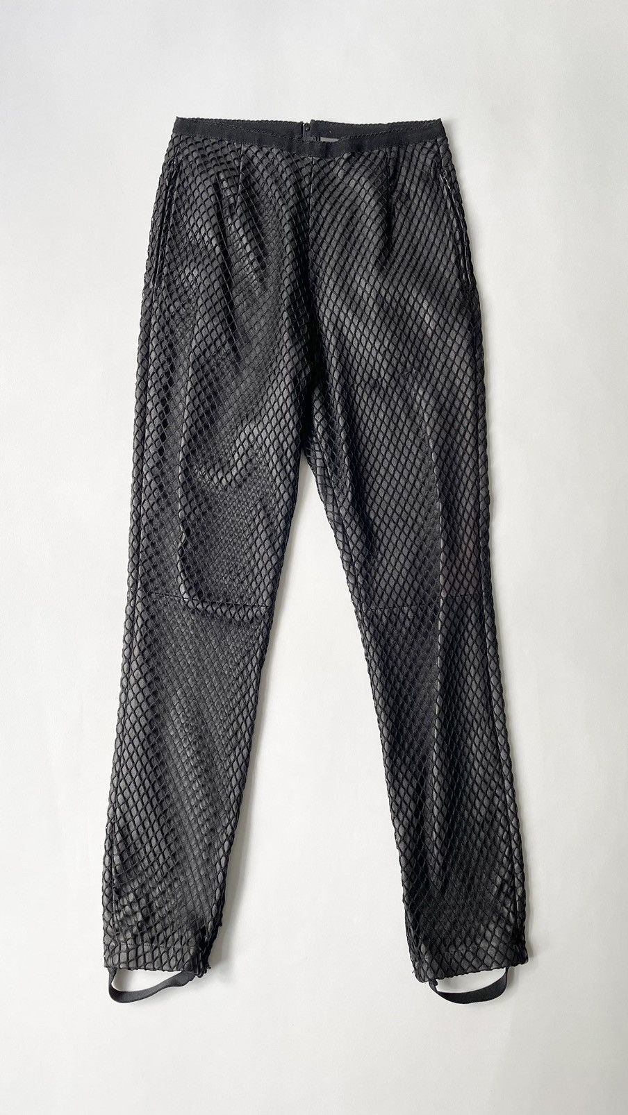 image of Maison Margiela A/w 11 Fishnet Panel Leather Trousers in Black, Women's (Size 26)