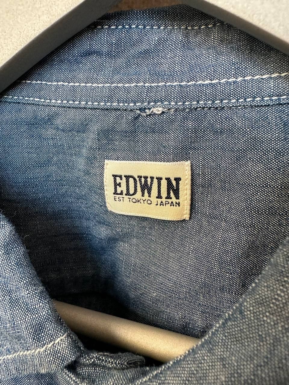 Edwin Edwin Japan Jeans Shirt Button Up Vintage LS Blue Denim Size US L / EU 52-54 / 3 - 12 Thumbnail