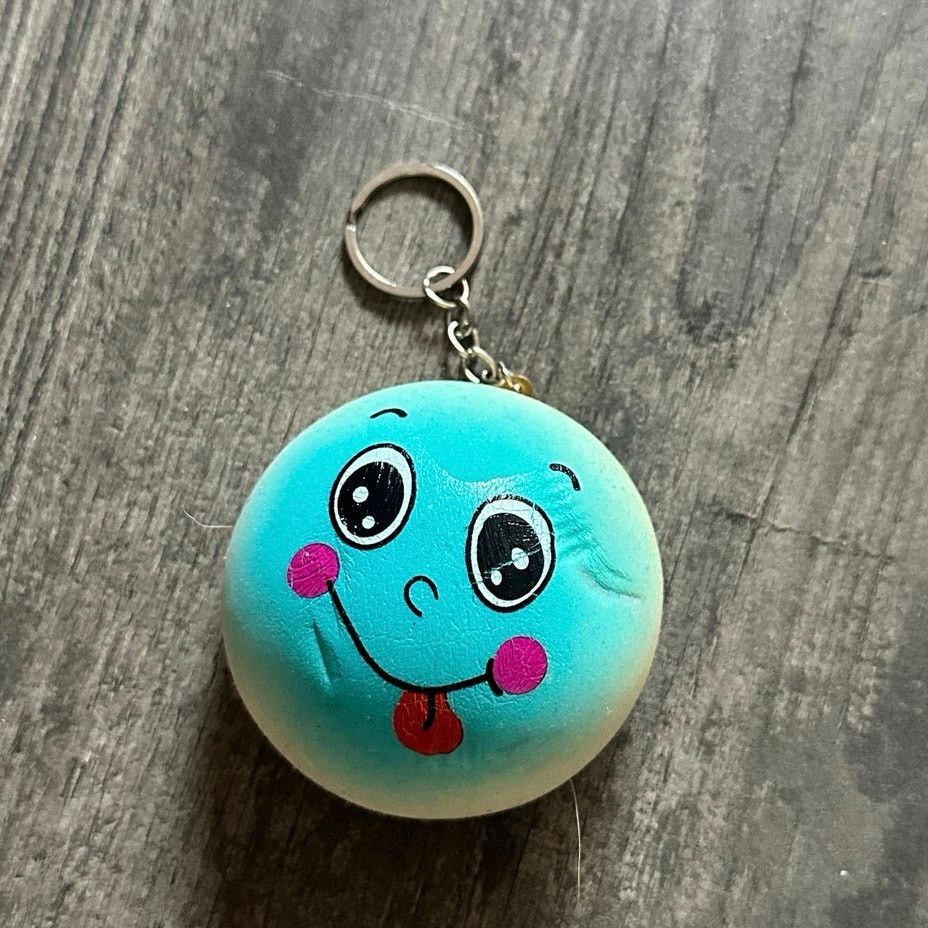 Other blue silly face squishy keychain Size ONE SIZE - 1 Thumbnail