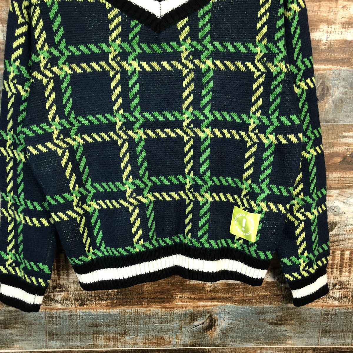 Homespun Knitwear × Michiko Koshino London Michiko London suprise Green checkered Knitwear #A1719 Size M / US 6-8 / IT 42-44 - 6 Thumbnail
