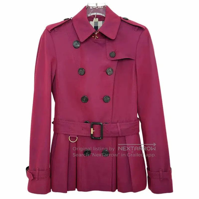 Burberry Pink Cotton Short Trench Coat.