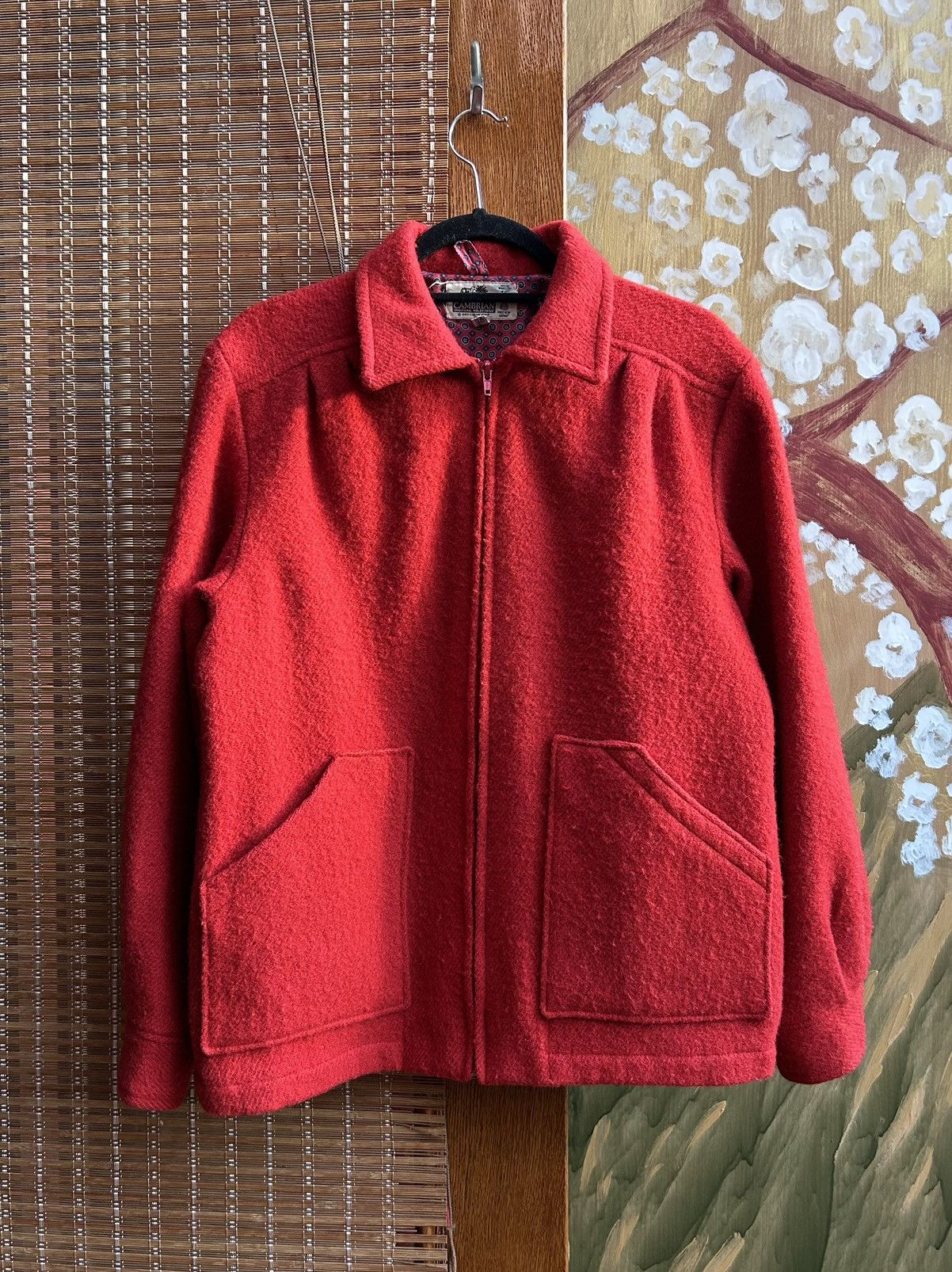 Vintage 70s-60s Cambrian Traditional Welsh Tweed Red Zip Wool Jacket Size US M / EU 48-50 / 2 - 1 Thumbnail