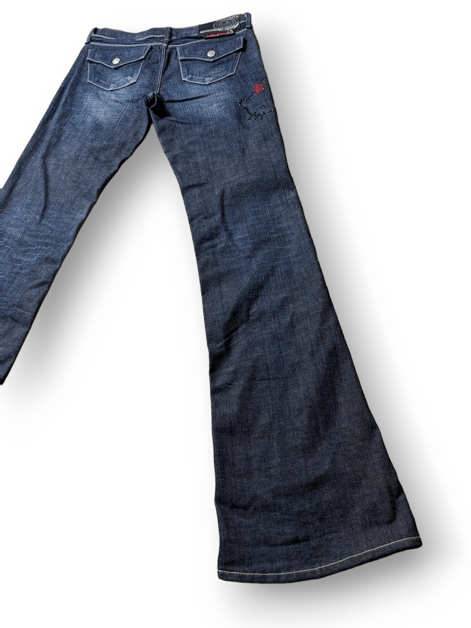 image of Flare Jeans Hello Kitty X Brapper Beats Head in Blue Denim, Women's (Size 26)
