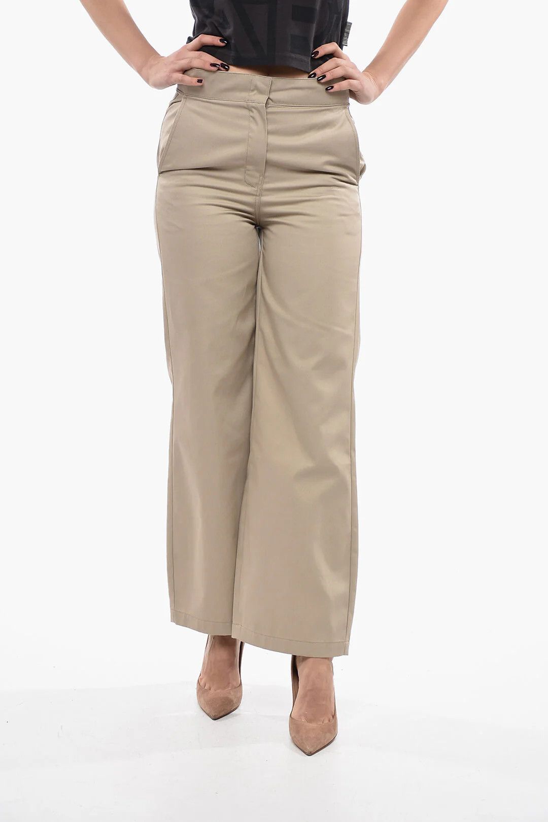 Palm Angels og1mm0326 High-Waist Straight-Fit Pant in Beige Size 30" / US 8 / IT 44 - 1 Thumbnail