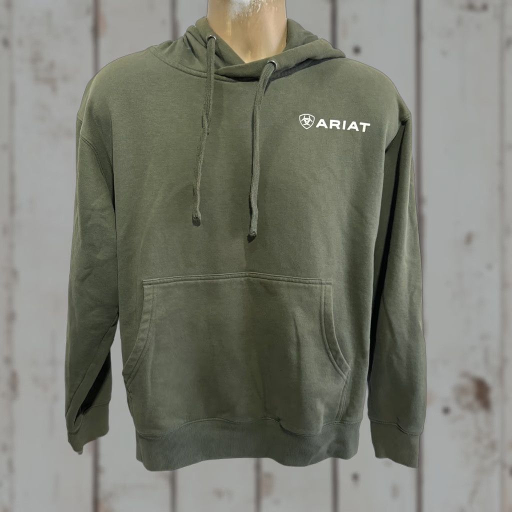 Ariat Ariat Hoodie Med Green Pullover Sweatshirt Logo Aztec Tribal Graphic Mens Green Hoodie Pullover Graphic Print USA 90s Size US M / EU 48-50 / 2 - 1 Thumbnail