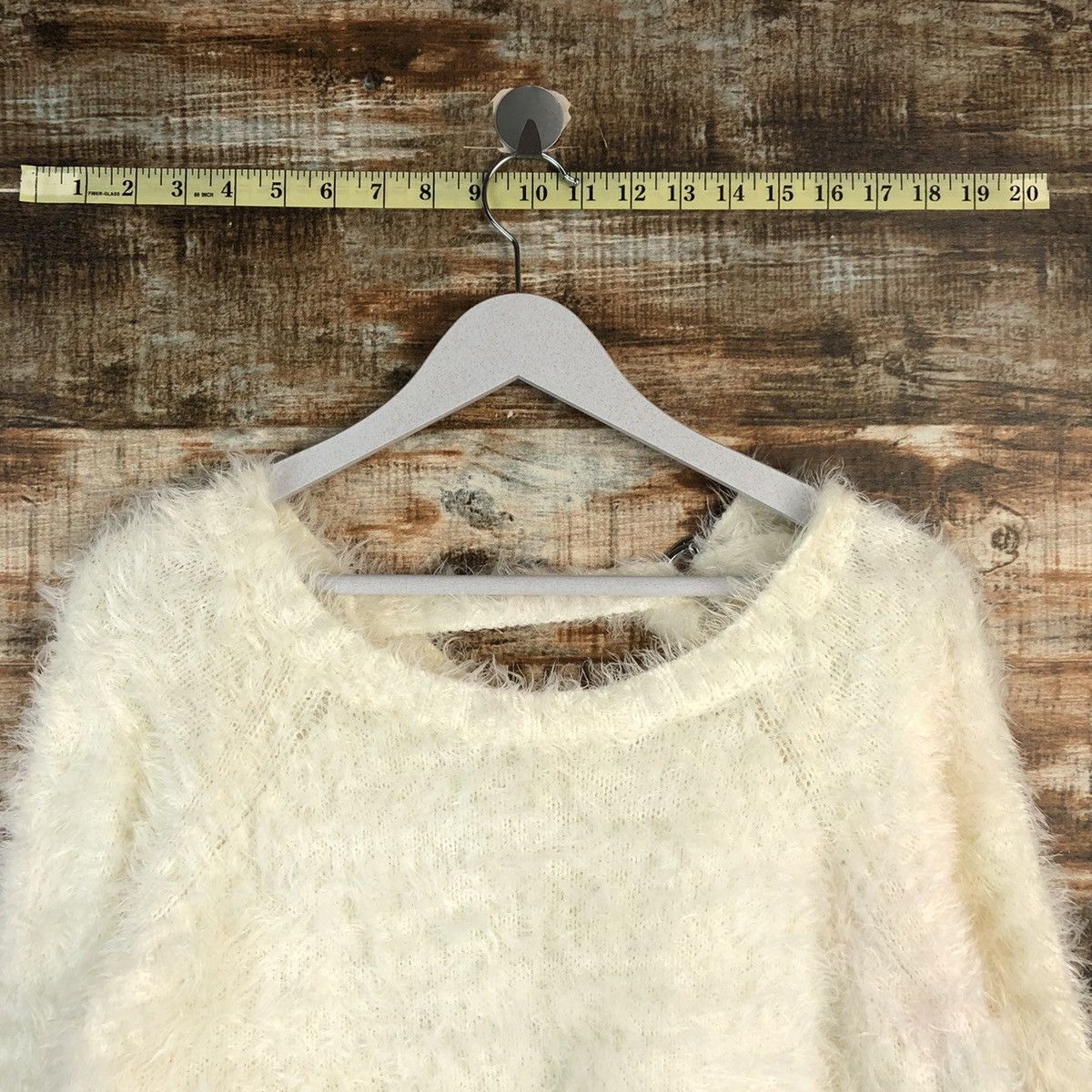 Homespun Knitwear DLL Heather White fur shaggy Mohair Knitwear #C235 Size S / US 4 / IT 40 - 4 Thumbnail