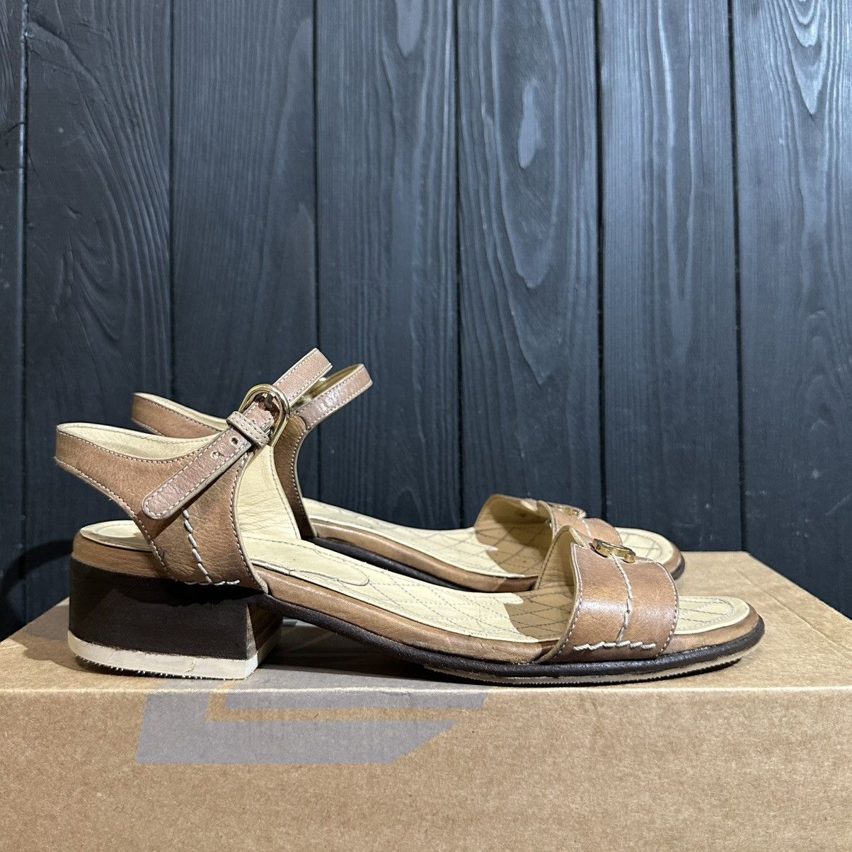 Chanel VINTAGE CHANEL - Women’s Leather Sandals Size 39.5 Size US 9.5 / IT 39.5 - 2 Thumbnail