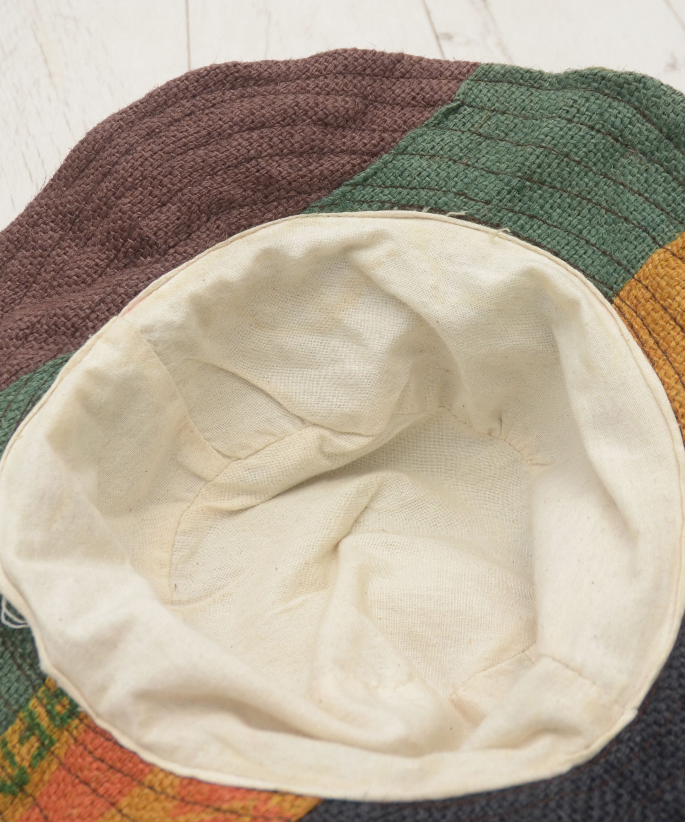 Handmade × Vintage Unisex Handcrafted Patchwork Bucket Hat Fishman Hemp Size ONE SIZE - 8 Thumbnail