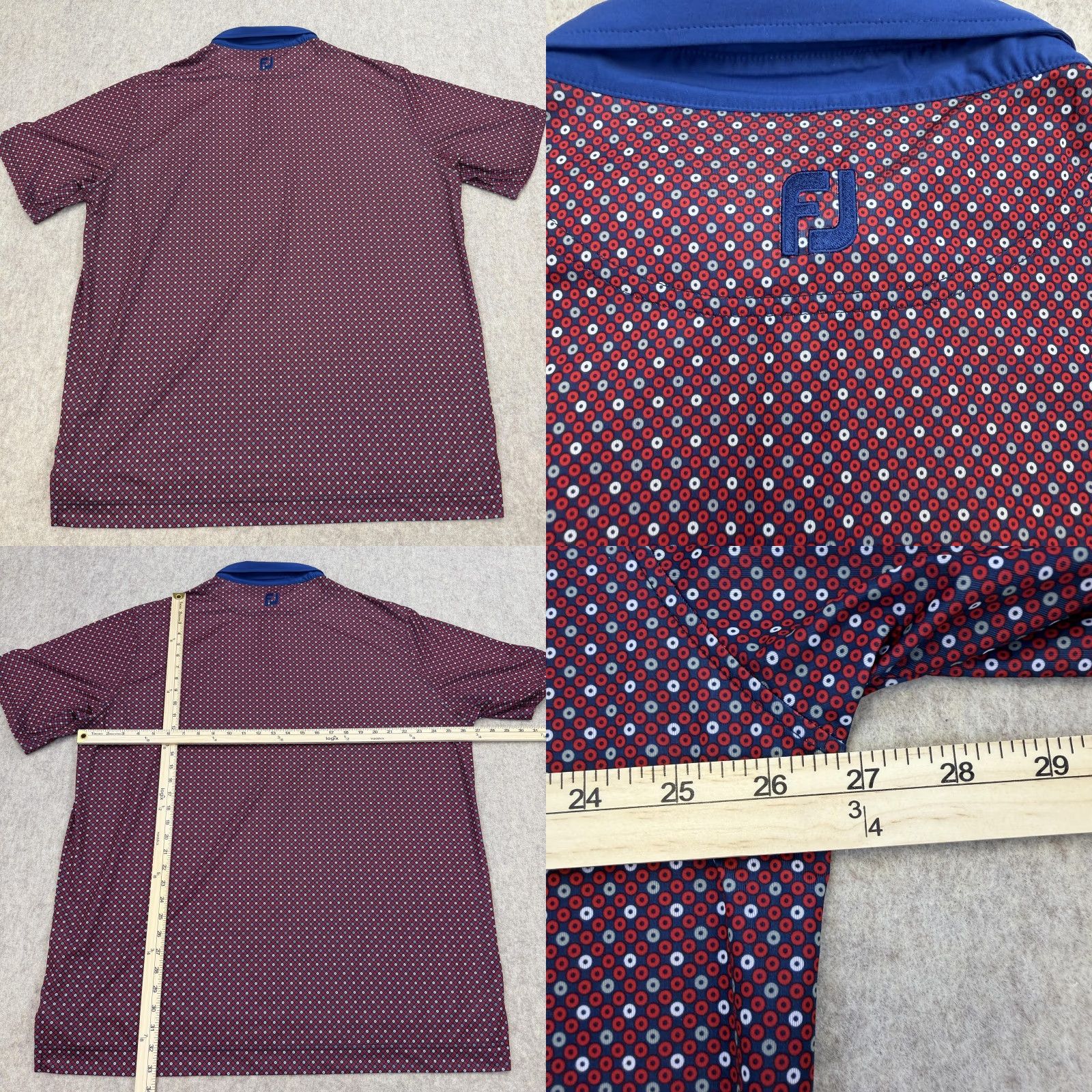 Footjoy FootJoy Polo Shirt Mens 2XL Red Blue Geometric Gainey Ranch Golf Club Stretch Shirt Polo Mens 2XL Geometric Multicolor Golf Size US XXL / EU 58 / 5 - 8 Thumbnail