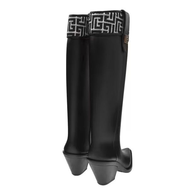 Balmain o1g2r1mq0924 Tess Rubber Boots in Ivoire & Noir Size US 8 / IT 38 - 4 Thumbnail