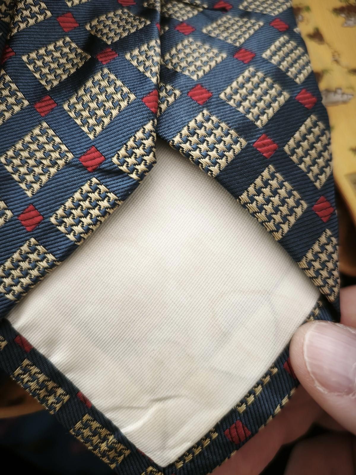 Ben Silver Ben Silver Mens Hand-Made Patterned Check Tie Geometric Size ONE SIZE - 4 Thumbnail
