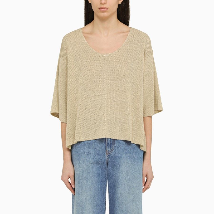 The Row o1d2blof1024 Linen Crew-Neck Sweater in Beige Size S / US 4 / IT 40 - 1 Thumbnail