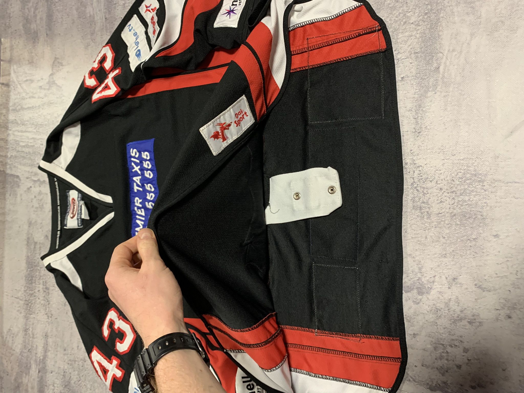 NFL Cardiff Fire Ice Hockey Match Worn Jersey L Stevens Size US XL / EU 56 / 4 - 8 Thumbnail