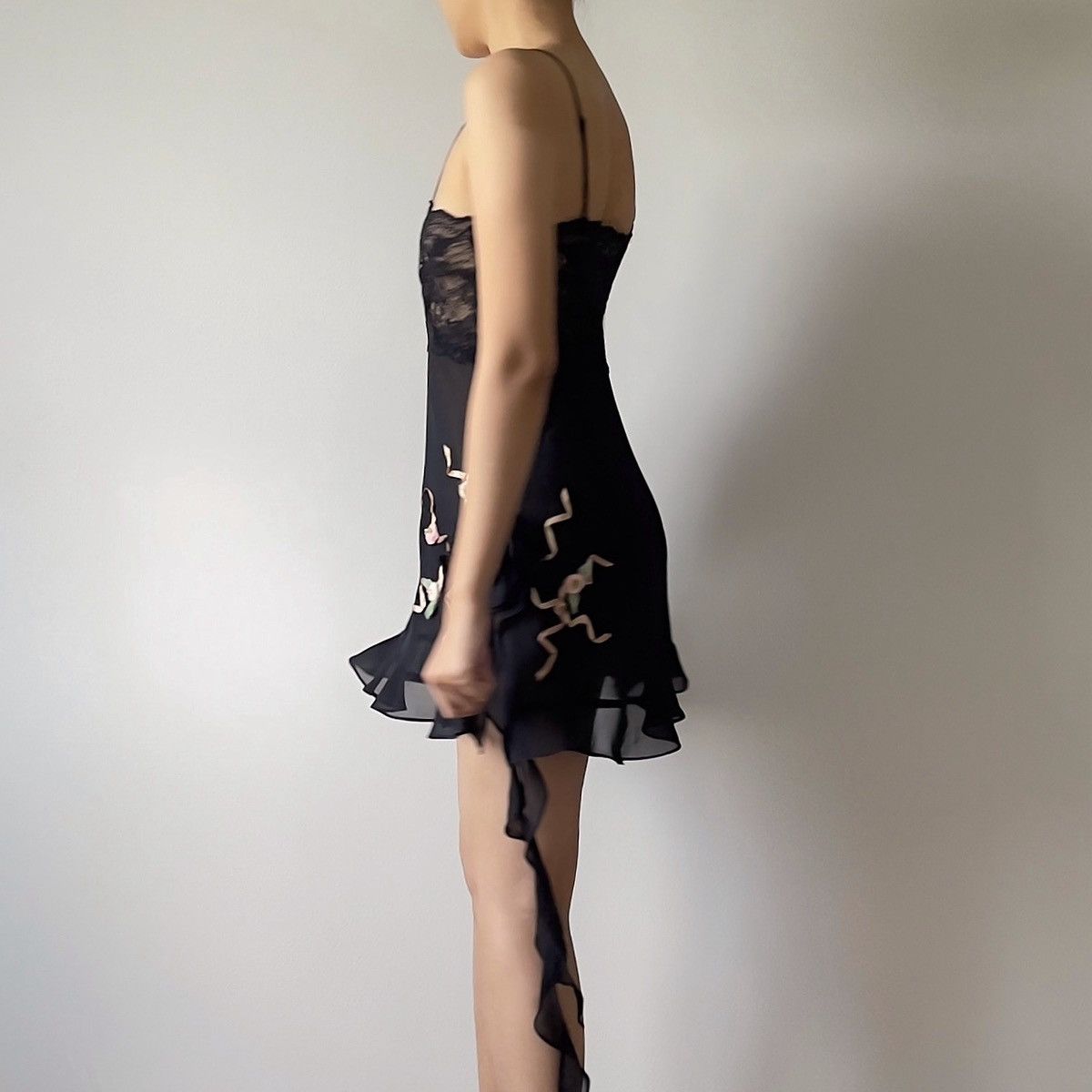 Victoria's Secret Romantic Black Chiffon Semi-Sheer Mini Dress (XS-S) Size S / US 4 / IT 40 - 8 Thumbnail